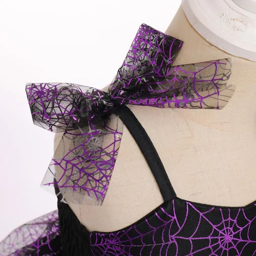 Vista 6 de IMEKIS Toddler Kids Girl Halloween Bat Spider Costume Birthday Party Cosplay Witch Dress Up Photo Shoot Outfit 1-6T