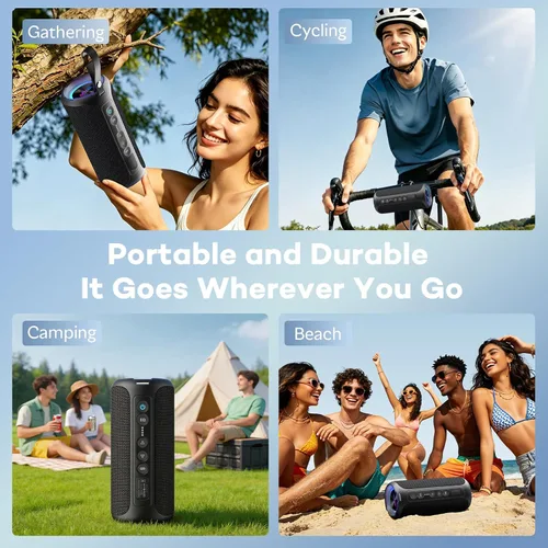 Vista 7 de Ortizan Altavoz Bluetooth portátil inalámbrico (2.ª generación), sonido fuerte de 40 W y graves profundos, 30 horas de reproducción, IPX7