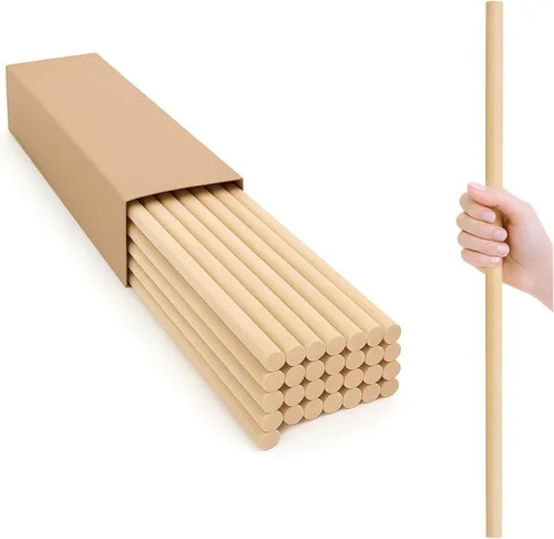 Vista 10 de 10 varillas de madera de abedul – Varillas de madera de 24 x 1/2 pulgadas de largo para manualidades de madera sin terminar, suministros