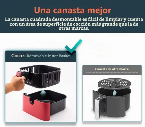 Vista 7 de COSORI - Freidora de aire 5.5 litros XL eléctrica sin aceite, horno de aire caliente con 11 funciones programables y recordatorio