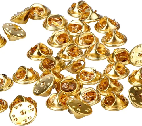 Vista 4 de Onwon 30 piezas de latón mariposa Cluth Insignia Insignia Embragues – No requiere herramientas, cierre de pasador de metal a granel, cierre de Dorado
