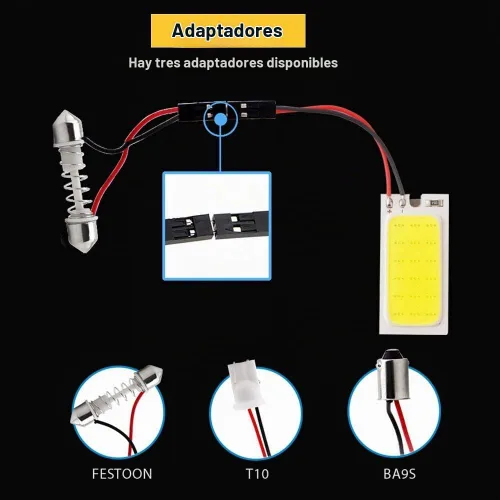 Vista 4 de YM E-Bright Paquete de 4 lámparas LED COB 18-SMD súper blancas con panel de cúpula para el interior del automóvil, placa de lectura
