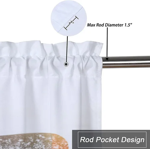 Vista 3 de Cortinas de cenefa con bolsillo para barra de hockey sobre hielo, diseño de fantasía, deportes de invierno, juego de hockey, decoración de ventana