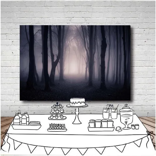 Vista 3 de Fondo de fotografía embrujado, fantasma, bosque brumoso, accesorios de estudio para cabina de fotos, vampiro aterrador de noches, fondo