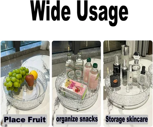 Vista 3 de CHIRISEN Organizador de maquillaje giratorio de 360° para perfume, Lazy Susan, organizador de cosméticos para tocador, almacenamiento giratorio