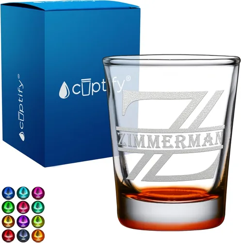 Vista 32 de Cuptify Inicial de cristal con monograma y nombre de 2 onzas, parte inferior negra grabada con texto personalizado para regalos, bodas, cumpleaños
