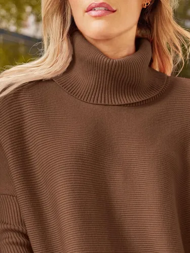 Vista 2 de LILLUSORY Women's Turtleneck Oversized Sweaters 2023 Fall Long Batwing Sleeve Spilt Hem Tunic Pullover Sweater Knit Tops