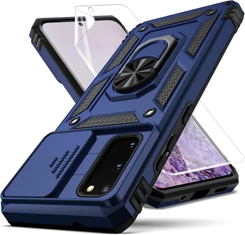 Vista 9 de Funda protectora resistente para Samsung Galaxy S20, funda protectora con cubierta deslizante para cámara deslizante, soporte giratorio magnético