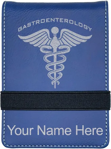 Vista 13 de LaserGram Mini Padfolio con bloc de notas y bolígrafo, gastroenterología, grabado personalizado incluido (negro con oro)