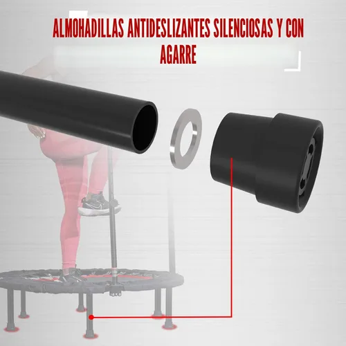 Vista 6 de Kanchimi - Mini trampolín plegable de 40"/48" para fitness, cama elástica para ejercicio en interiores con mango, carga máxima de 330 libras