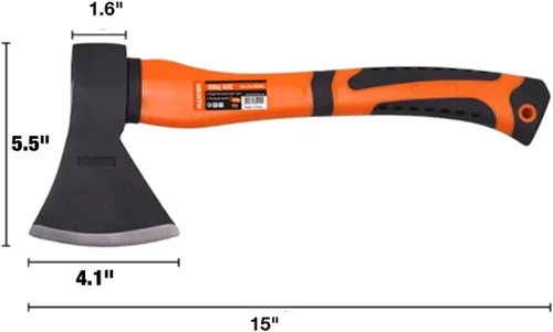 Vista 2 de Edward Tools Hacha de madera – Hacha de campamento pequeña resistente con funda – para dividir madera, leñar – Hoja de acero forjado con mango