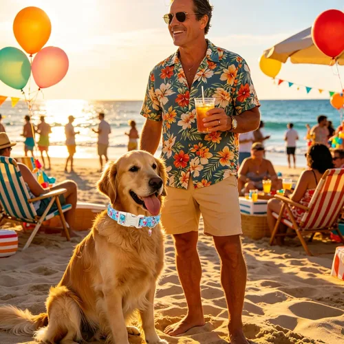 Vista 5 de Unique style paws Collar de perro con hebilla de plástico con colgante, collar de cachorro para primavera y verano, traje de baño para fiesta