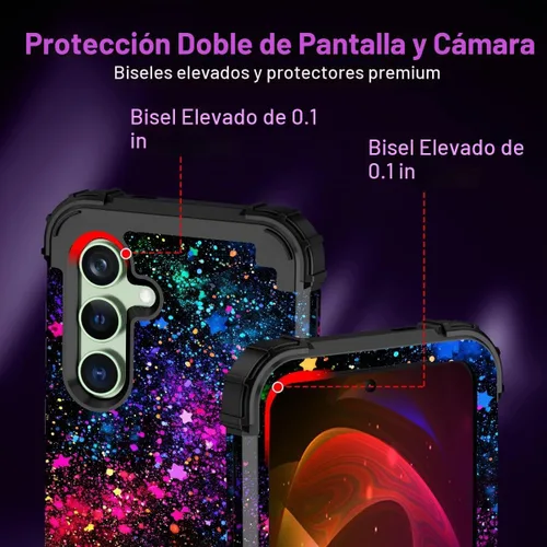 Vista 6 de Miqala Funda para Galaxy S23 FE 5G, brilla en la oscuridad, tres capas, resistente, a prueba de golpes, protección de cuerpo completo, parachoques