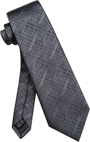 Vista 7 de Corbatas a rayas y corbatas a cuadros para hombre, corbata de seda tejida, juego de clip de corbata dorado