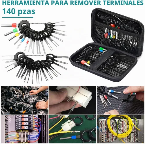Vista 7 de Kit de herramientas de extracción de terminales, kit extractor de terminales de 140 piezas para automóvil, conector de cable, juego de herramientas