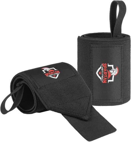 Vista 7 de Spartan Muñequeras para levantamiento de pesas de 18 pulgadas, soporte de muñeca resistente con bucle para el pulgar, envolturas de elevación