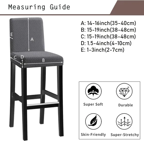 Vista 8 de Fundas para silla de bar de jacquard con respaldo, funda extraíble y lavable para silla de comedor giratoria corta, silla de comedor, silla de bar