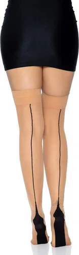 Vista 4 de Leg Avenue Medias transparentes de tacón cubano con costura trasera para mujer, Multi
