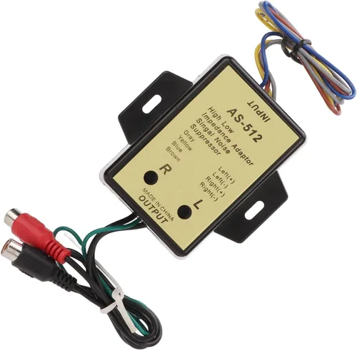 Vista 9 de Convertidor de nivel de altavoz, adaptador de impedancia alta y baja de línea de 2 canales, convertidor de salida de nivel de altavoz de audio