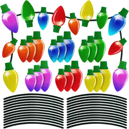 Vista 15 de 43 piezas de decoraciones navideñas para auto y refrigerador: set de accesorios con imanes reflectantes en forma de bombilla y gnomo, decoración