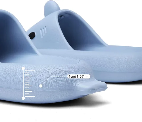 Vista 4 de Sandalias de tiburón para hombre y mujer, novedosas sandalias de verano con punta abierta, antideslizantes, para playa, piscina, ducha con suela