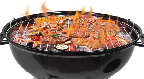 Vista 9 de Parrillas de carbón de 18 pulgadas con ruedas, parrilla de hervidor para cocinar al aire libre, barbacoa, barbacoa, parrilla de carbón con estante