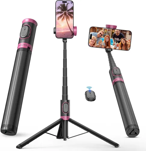 Vista 12 de Trípode Magnético para iPhone, Palo de Selfie Portátil Trípode para Teléfono con Control Remoto, Soporte de Cuatro Patas para Teléfono Celular