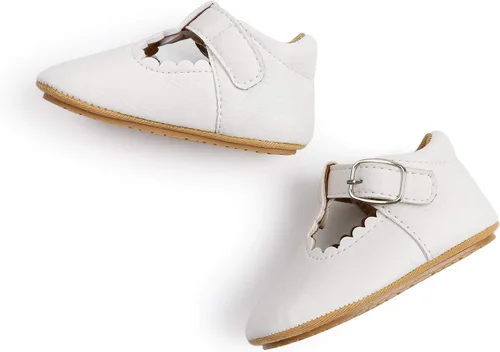 Vista 4 de SOFMUO Zapatos deportivos de cuero con cordones para bebés, niños y niñas, suela de goma suave, mocasines Oxford para recién nacidos