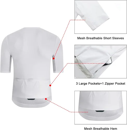 Vista 5 de YKYWBIKE Jersey de ciclismo para hombre, camiseta de ciclismo de manga corta para hombre, camiseta de ciclismo para hombre con bolsillos