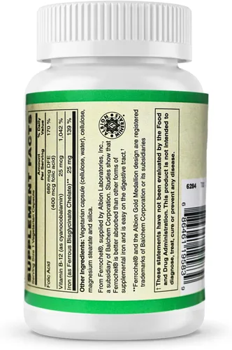 Vista 5 de Easy Iron (patentado Ferrochel®, bisglicinato de hierro) - 180 Cápsulas Vegetarianas Patented Ferrochel®, Iron Bisglycinate