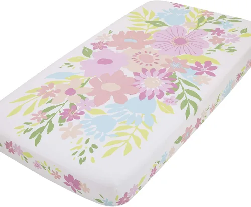 Vista 10 de NoJo Sleepysaurus - Sábana bajera ajustable para cuna, 100% algodón, diseño de hojas de dinosaurio azul, amarillo, gris y blanco