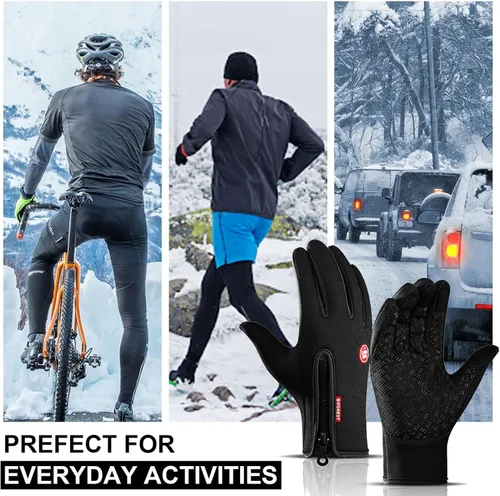 Vista 4 de Guantes de invierno, guantes antideslizantes para pantalla táctil, guantes de ciclismo resistentes al viento, guantes térmicos para clima frío