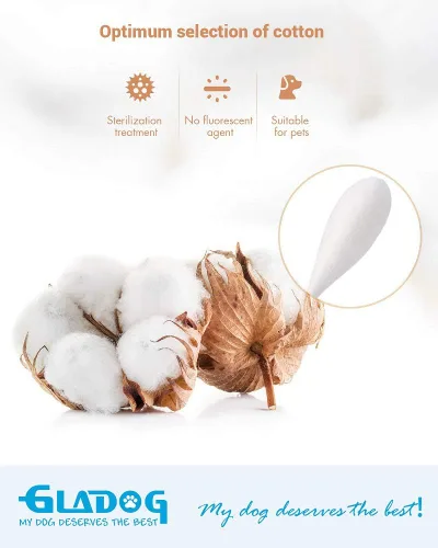 Vista 2 de GLADOG Capullos de algodón grandes profesionales de 6 pulgadas para perros, especialmente diseñados con mango de bambú, grandes medios seguros