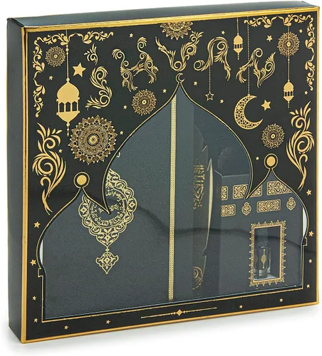 Vista 3 de ihvan online Juego de regalo de oración para hombres y mujeres, alfombra de oración musulmana, tapete de salah, cuentas Taasbih, Sagrado Corán
