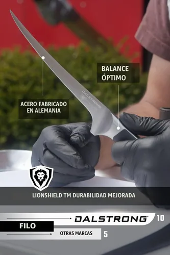 Vista 5 de Cuchillo de filete Dalstrong de 7 pulgadas, acero alemán forjado HC, 58+ HRC, hoja flexible, para filetear pescado, deshuesar pollo y recorte