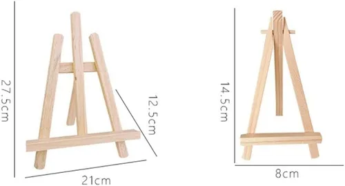 Vista 2 de Mini caballete de exhibición de madera, soporte de mesa de madera natural para lienzos pequeños, manualidades infantiles, tarjetas de visita