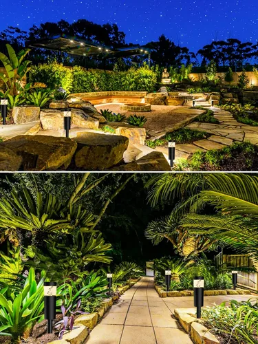 Vista 4 de Luces de Sendero Paisajístico de Bajo Voltaje de 5W con Conectores 12V Iluminación Paisajística Exterior Luces LED de Poste de Sendero Cableadas