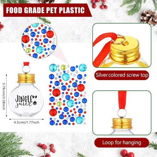 Vista 7 de Dingion 12 piezas de adornos de bola de alcohol de Navidad, adornos de árbol de Navidad, bolas de bebida de Navidad, bolas de bebida festivas