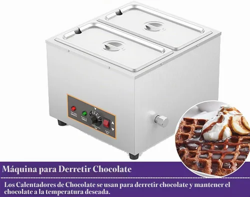 Vista 2 de Olla para derretir chocolate con capacidad de 12 litros de capacidad, máquina calentadora de chocolate eléctrica con tanque Bain Marie (plata