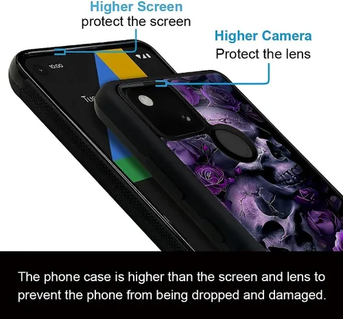 Vista 541 de Compatible con Google Pixel 4A 5G Mobile Case Creative Acrylic Panel trasero Silicona Protección Grip especialmente diseñado para Google Pixel 4A 5G
