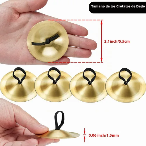 Vista 2 de 20 piezas de platillos de dedo danza del vientre Dancing Finger Dancing Zills Instrumento musical para fiesta de bailarín (dorado)