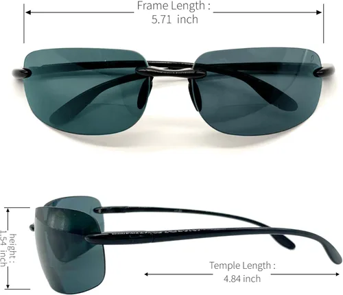 Vista 3 de XII WY - Gafas de sol bifocales unisex sin montura con lentes polarizadas UV400 protección deportiva para hombres y mujeres