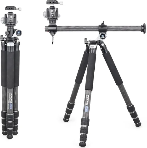 Vista 9 de INNOREL Trípode horizontal de fibra de carbono de 10 capas HT284C con columna central giratoria de 360 grados para DSLR, video, videocámara, cámara
