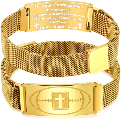 Vista 99 de Regalos de graduación, pulsera de fútbol, fútbol, baloncesto, béisbol, regalos de pulsera, pulseras de cruz de fe para hombres, bautismo, primera