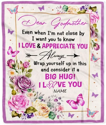 Vista 19 de Manta personalizada con texto en inglés «To My Godmother from Goddaughter Godson Thank You for Being My Godmother», para Día de la Madre
