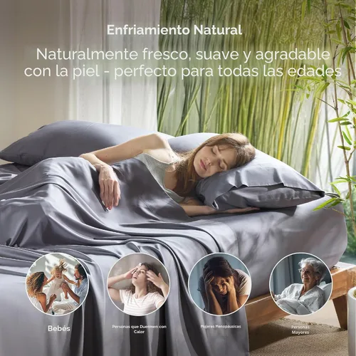 Vista 3 de Bedsure Fundas de almohada de tamaño estándar, fundas de almohada refrescantes, rayón derivado de bambú, color gris oscuro, juego de 2, fundas