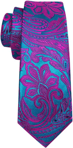 Vista 52 de Barry.Wang - Juego de corbata de seda para hombre, diseño de cachemira, pañuelo y gemelos de bolsillo