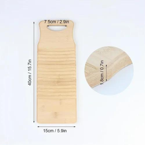 Vista 2 de Tabla de lavado de manos de bambú para lavar la ropa, tabla de limpieza para lavar las manos, tabla de fregar a la antigua, lavadora de manos