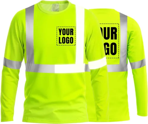 Vista 10 de La alta visibilidad reflexiva de las camisetas de la seguridad del logotipo de encargo Hola Vis de Verde neón - Estilo 8