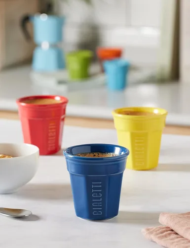 Vista 4 de Bialetti Juego de tazas de cerámica para café expreso, multicolor (6 unidades)